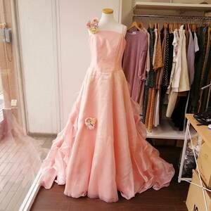 ROCHAS color dress 11 number . flower motif! pink frill long dress presentation Mai pcs costume also.240423ari2