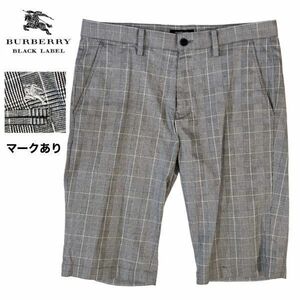 レア バーバリーブラックレーベル グレンチェック ハーフパンツ ショートパンツ ゴルフパンツ メンズ 男性 76 (M) グレー 短パン BURBERRY