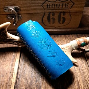 [ leather group atelier ]Kokopelli-design* new model glow glo hyper pro [glo hyper professional leather case ] cow leather * turquoise blue.