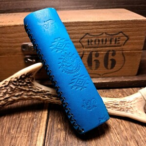 [ leather group atelier ] turquoise blue.*NativeAmerican*handmade* [iQOS ILUMA ONE] Iqos il ma one leather protection case * cow leather *TYPE1