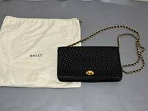 d1500◆美品◆バリーBALLY レザー キルティング チェーン ショルダーバッグ/ ポシェット 黒_画像1