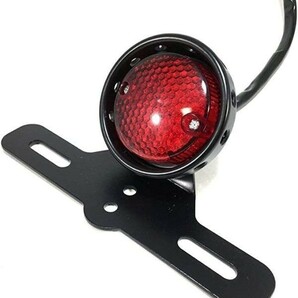 ONGMEIL ビンテージ LED テール ランプ ライト ナンバー灯 ステー 付き レッド レンズ バイクの画像2