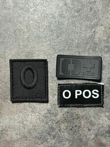 血液型 パッチ O POS 3枚セット ブラック 刺繍 PVC IR BLOOD type PATCH /プレキャリ/TEAM WENDY OPS-CORE /SWAT /ヘルメット