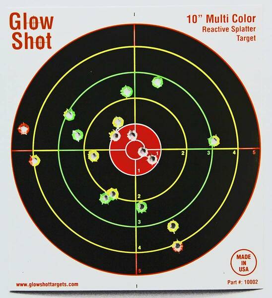 新品国内在庫 Glowshot Targets社製 的紙 標的紙 ターゲット 練習 空気銃 ライフル 射撃(マルチカラー)(10インチ)