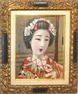 【真袖】矢島堅土/舞妓図/油彩額/F5/川端画学校洋画科卒/本郷洋画研究所所属/昭和4年~帝展3年連続特選/創元会創立会員/広島県福山市生/真筆