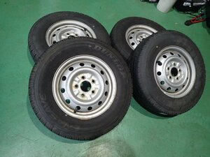 185R14 8PR 夏タイヤ　14インチ鉄ホイール４本セット　ボンゴ、バネット、デリカ　DUNLOP　2022年製　バリ山　24042203