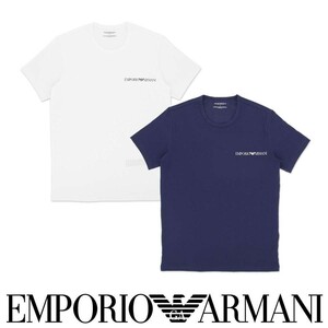 EMPORIO ARMANI エンポリオアルマーニ CORE LOGOBAND コアロゴバンド 半袖 Tシャツメンズ 2枚組 54037177 ホワイトネイビーセット M