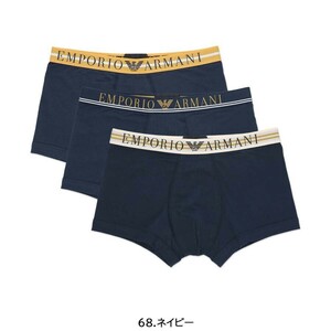 EMPORIO ARMANI エンポリオアルマーニ MIXED WAISTBAND コットン 前閉じ ボクサーパンツ メンズ 3枚組 54087237 ネイビーセット M