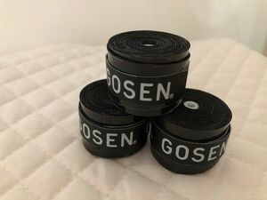 GOSEN グリップテープ 3個★迅速発送 黒色 オーバーグリップテープ テニス バドミントン ゴーセン＊色変更可