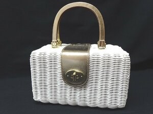  Kate Spade kate spade basket bag middle design pattern rattan straw Turn lock metal fittings white 