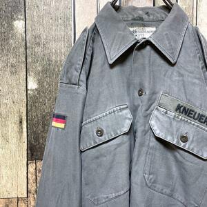 《ドイツ製》german army7 緑☆モールスキンジャケット L 刺繍