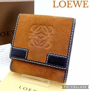 LOEWE ロエベ 折り財布 カードケース スエード Wホック 箱付き　お洒落　高級感