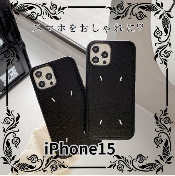 新品 未使用 刺繍のデザイン iPhone15 シンプル 韓国 PUレザー