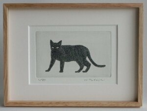 黒い猫・2020/銅版画・エッチング/新品、額あり