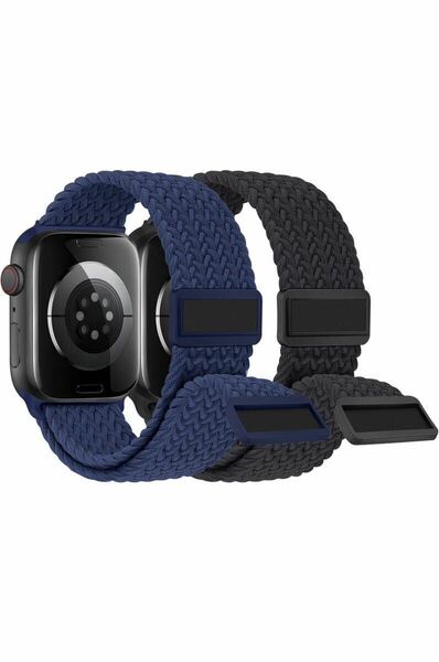 アップルウォッチ バンド 38/40/41mm編み込み Apple Watch バンド ナイロン 磁気吸着式バックル マグネット　2本