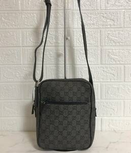 no22532 GUCCI グッチ イタリア製 GGキャンバス レザー 斜め掛けショルダー バッグ ポシェット ☆