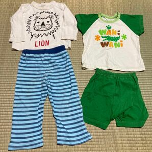 男児　男の子　半袖パジャマ　上下セット　ロンT 80 長ズボン　90 ハーフパンツ キッズ Tシャツ　まとめ売り　まとめ買い