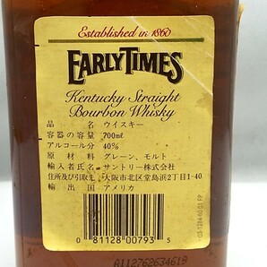 ウイスキー EARLY TIMES Kentucky Bourbon 700mL 40% 未開栓 / アーリータイムズ ケンタッキー バーボンの画像2