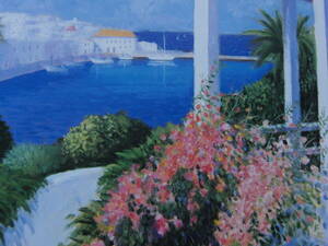 Art hand Auction Fuji Shoshu, [Blooming Mykonos], From a rare collection of framing art, Carefully Selected, Newly framed, Matte frame included, In good condition, postage included, Painting, Oil painting, Nature, Landscape painting