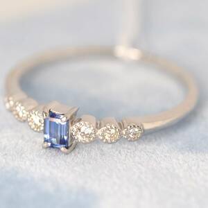 希少 大粒 ベニトアイト リング 0.16ct pt900 D0.05ct☆