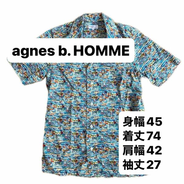 agnes b. HOMME アニエス・ベー 半袖 シャツ サイズ38 (Mサイズ相当) 総柄