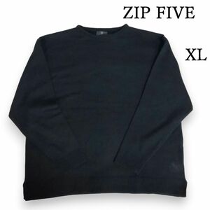 ZIP FIVE　クルーネックニット　XL　ブラック　黒　セーター　ジップファイブ