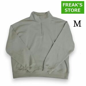 FREAK'S STORE　ハーフジップ　スウェット　スウェット　プルオーバー　グレー　ベージュ　フリークスストア　М トレーナー