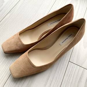 [ unused ]FABIO RUSCONI fabio rusko-ni tea n key heel square tou pumps 36 23~23.5cm suede beige regular price 29,700 jpy 