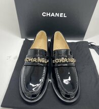 シャネル　CHANEL　ローファー　黒　エナメル　37C　ココマーク　未使用品　靴_画像1