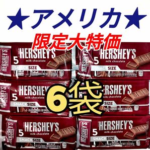 ★アメリカ★　HERSHEY　ハーシースナックサイズミルクチョコレート　6袋