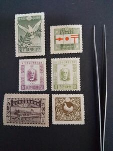 戦前記念切手　平和、郵便創始50年、ＵＰＬ加盟50年　3種計６枚　美品　（M）