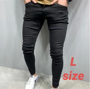 L デニム　パンツ　スキニー　ストレッチ　履きやすい　伸びる　メンズ　ズボン 黒　ブルー