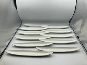 舟型　銀塗り　白釉　ラスター彩　11客　日本料理　懐石料理　刺身皿　焼物皿　先付け