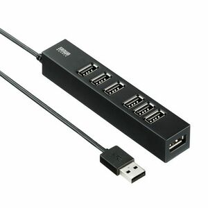 USB2.0ハブ 7ポート 面ファスナーでどんな向きにでも固定 USB-2H701BKN サンワサプライ 送料無料 新品