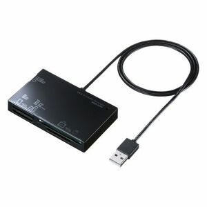 USB2.0 カードリーダー ケーブルが直付でケーブルをなくさない ADR-ML19BKN サンワサプライ 送料無料 新品