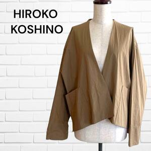HIROKO KOSHINO ヒロココシノ 綿 ノーカラー ブラウスジャケット
