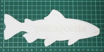 訳有 希少 パタゴニア ステッカー トラウト 白 クリア PATAGONIA TROUT 鱒 ホワイト シール デカール 魚 ネコポス カスタム デコ FLY 釣り_画像2