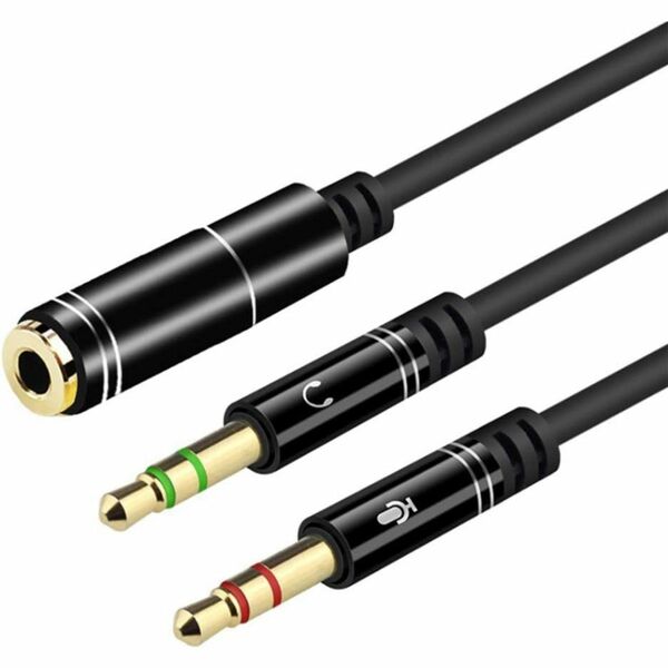 ☆ オーディオケーブル 3.5mm 黒 新品未使用 オーディオ分配ケーブル オーディオ変換ケーブル ステレオ オス メス 3極