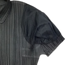 ♪♪ ISSEY MIYAKE イッセイミヤケ PLEATS PLEASE シャツ 肩コットン SIZE 3 PP91-JJ694 ブラック やや傷や汚れあり_画像4