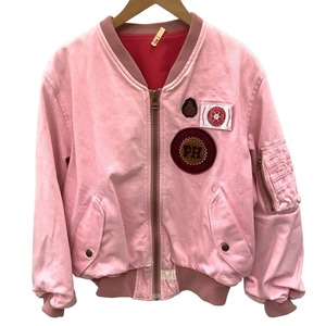 !! PINK HOUSE Pink House lady's ultra rare blouson badge vintage pink scratch . dirt equipped 