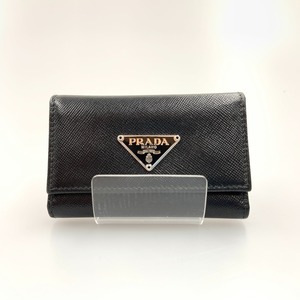 〇〇 PRADA プラダ サフィアーノ 6連 キーケース M222A ブラック やや傷や汚れあり