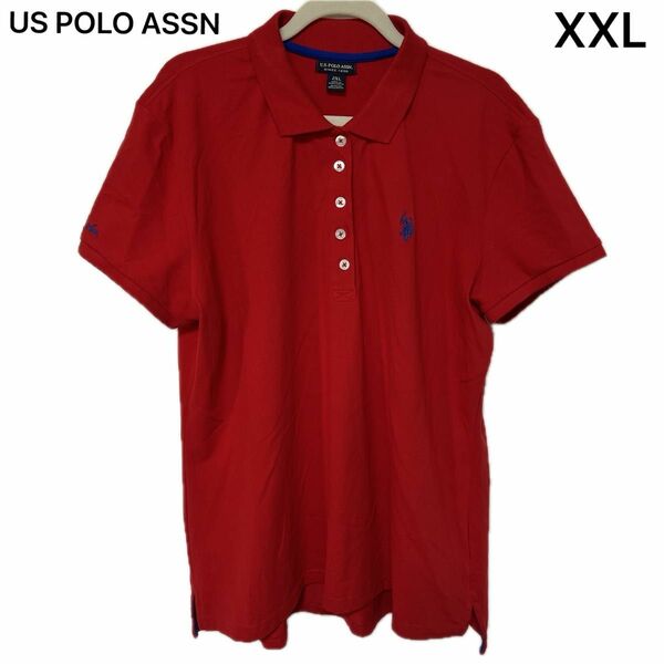 ★美品★US POLO ASSN ポロシャツ　ロゴ刺繍　ラルフローレン　XXL レッド