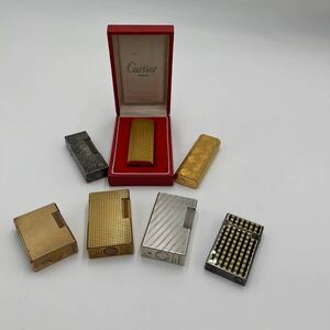 S.T.Dupont デュポンCartier カルティエ dunhill ダンヒル 喫煙具 ガスライター ゴールドカラー 7点　まとめ売り