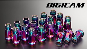 DIGICAM/デジキャン クロモリレーシングナット 20本セット 17HEX 貫通タイプ 48mm/オーロラカラー　M12　ピッチ1.25　品番：CN6K4812AU-LL