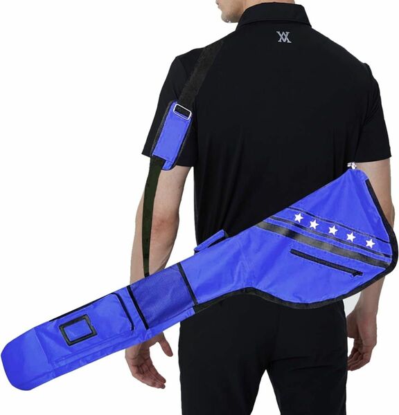 ゴルフ クラブケース 練習用 バッグ 最大7本収納 大容量 超軽量 ブルー