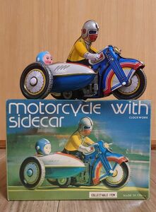 ブリキ おもちゃ バイク サイドカー 箱付き ゼンマイ レトロ 当時物 玩具 モーターサイクル ビンテージ ブリキ製