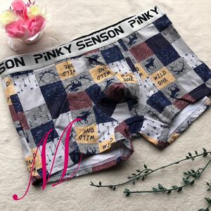 新品 メンズ　Mサイズ　SENSON PINKY グレー　モダン エロカッコいい　ボクサーパンツ ボクサーブリーフ　下着　パンツ 