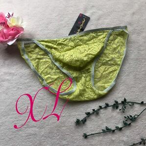 新品 メンズ XLサイズ 豪華 ベビーグリーン  花柄 レース エロセクシー ビキニ ブリーフ ショーツ パンツ の画像1