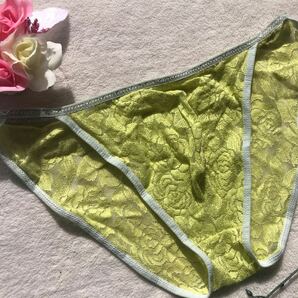 新品 メンズ XLサイズ シースルー ベビーグリーン 花柄 レース エロセクシー ダンディ ワイルド パンツ ビキニ ブリーフ ショーツの画像2