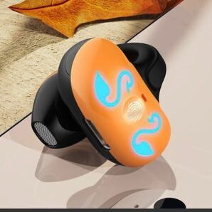 新品 オレンジ タッチセンサー bluetooth Type-C急速充電 耳挟み式 イヤーカフ マイク内蔵 スワン 片耳タイプ 防水 防汗 通話 音楽の画像1